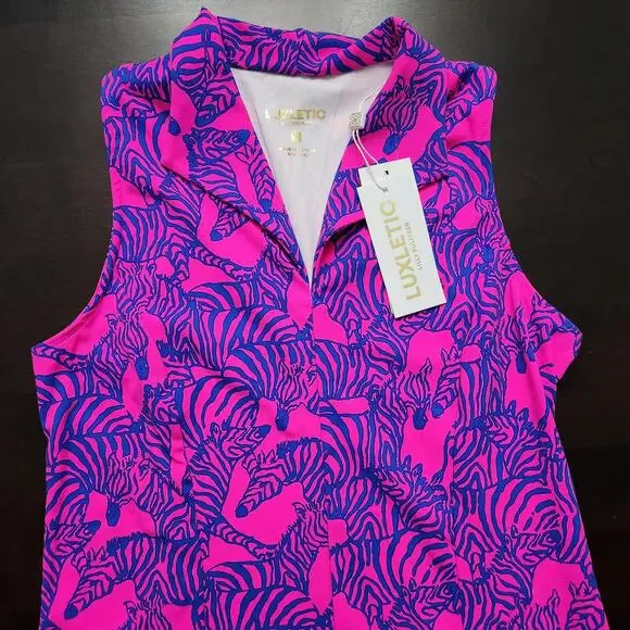 NWT Lilly Pulitzer Luxletic Federica Dress Passion Fruit Pink Wild Nights Size S - Picture 3 of 8